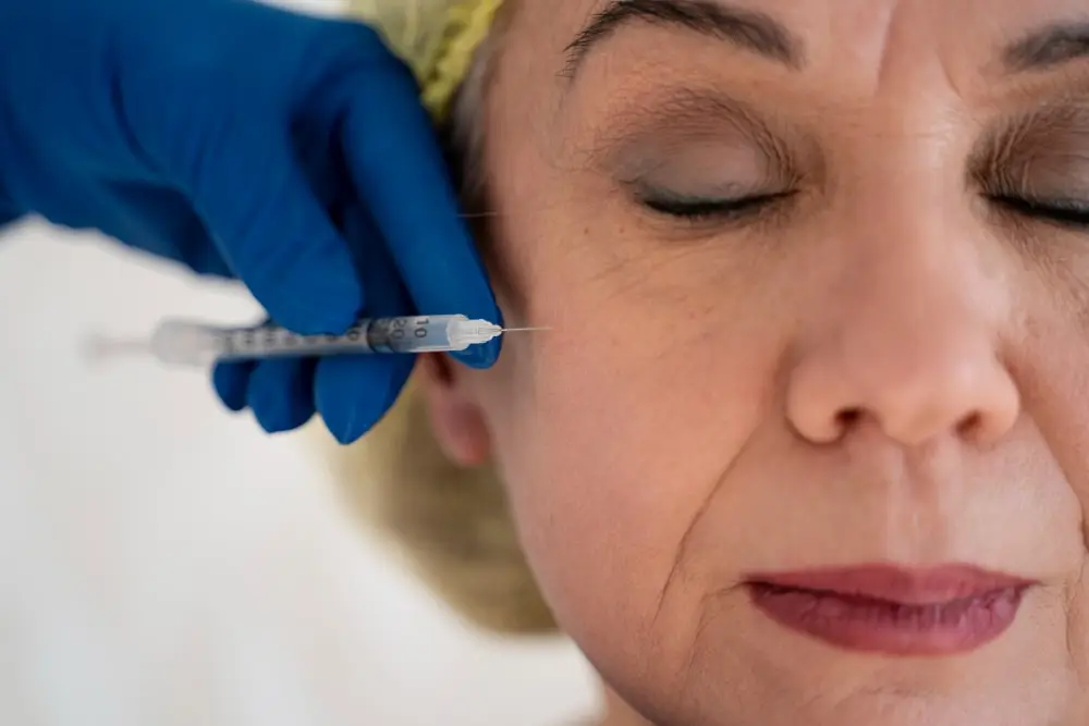 Close up senior woman getting beauty procedure